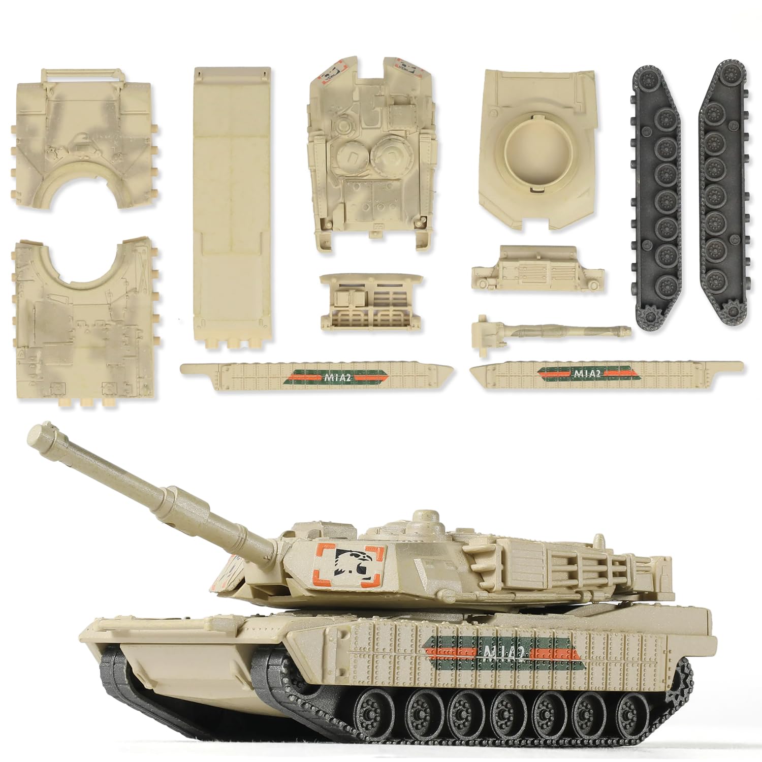 Sebunas 1.M1a2 1/72 Scale M1a2 Military Tank Quick Build Model Kits United States Armored Vehicle M1a2 Main Battle Tank Building Model Gift For Kids (9Pcs)
