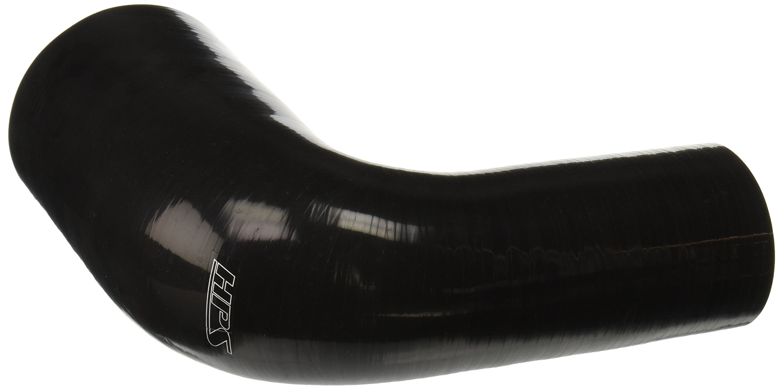 HPS Silicone High Temperature 90 Degree Elbow Reducer Hose 2-1/2" To 3-1/4" ID - 4-Ply Reinforced Black