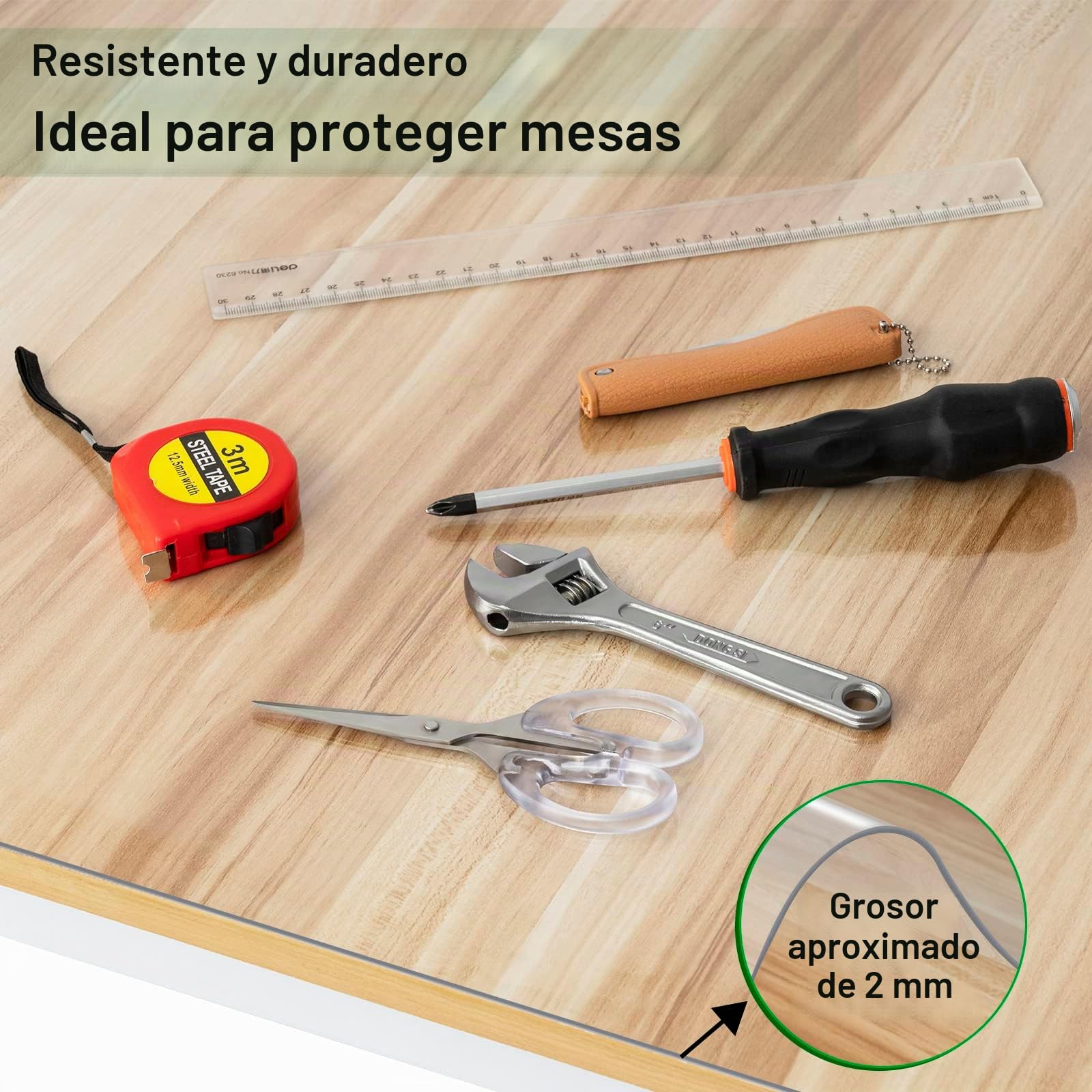WOLTU Mantel Transparente PVC Impermeable, Grosor 2 mm, 100x200 cm | Protector de escritorio transparente, mantel antimanchas para mesa rectangular, ideal para comedor y cocina