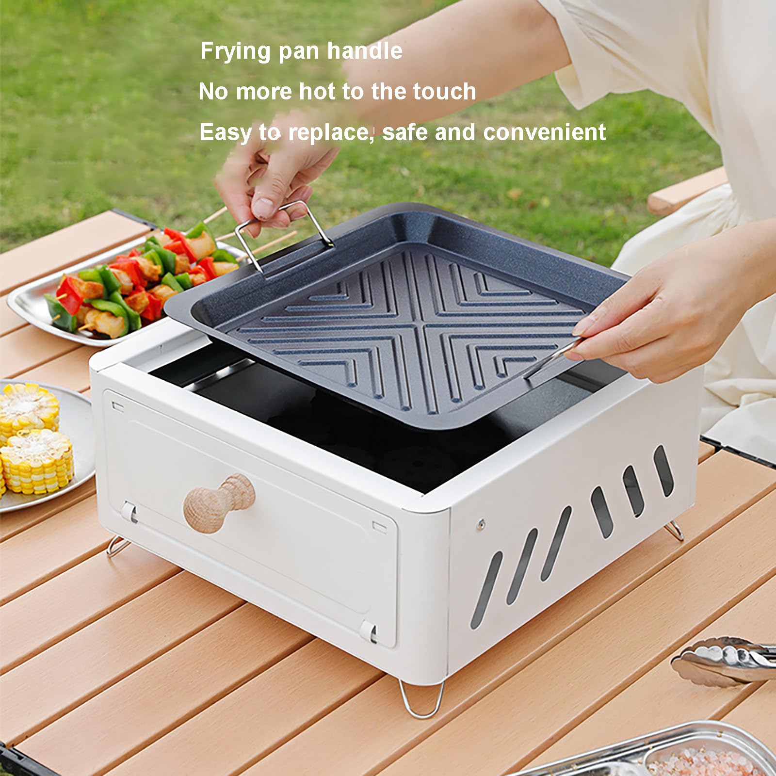 Barbecue portatile a carbone bianco da campeggio Grill da tavolo leggero per feste in casa all'aperto