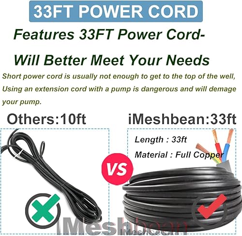 Miniatura 35 de Bomba sumergible de acero inoxidable con cable de alimentación de 100 pies, salida extra, resistente (1hp-110 V + caja de control)