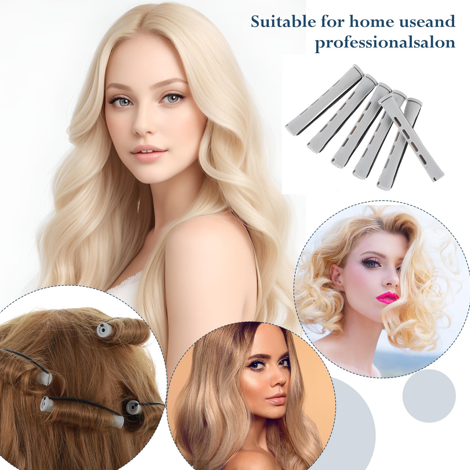 50 barras permanentes para cabello corto de 0.6 pulgadas para mujer, barras permanentes para cabello largo, varillas onduladas para peluquería y peinado