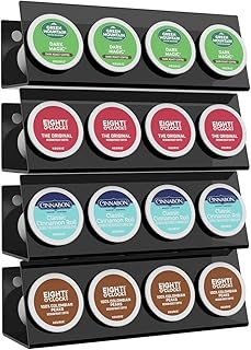 K Cup Holders, Acrylic Coffee Pods Organizer Stand Magnetic & Self-Adhesive for Kitchen Wall, Cabinet, Fridge (4 Pack for 16 Pods)
