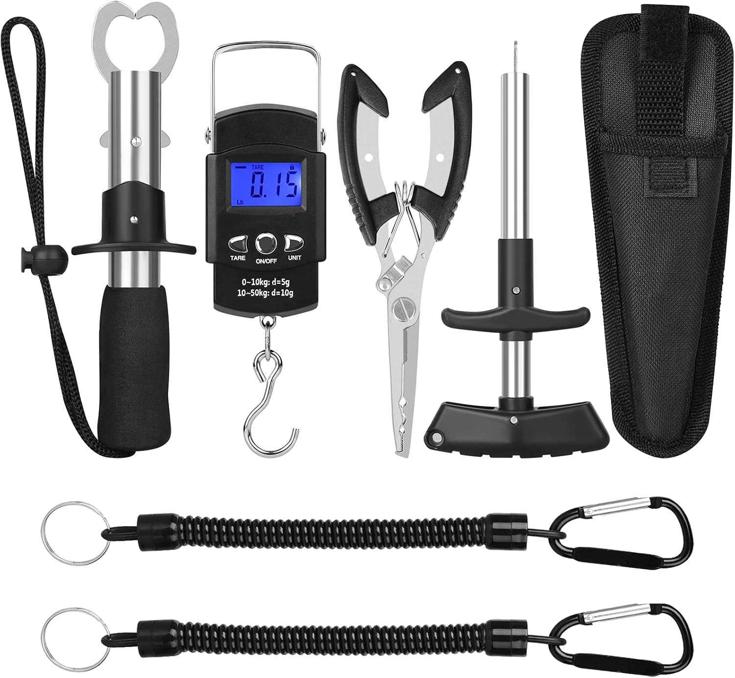 EEEKit Fishing Tool Kit Includeds Fishing Pliers with Sheath, Fish Hook Remover Tool, Fish Lip Gripper, Digital Fish Scale and 2 Fishing Lanyards, Fly Fishing Gear for Fishmen : Sports & Outdoors