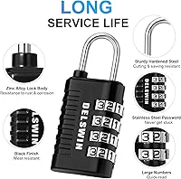 Vista 4 de DELSWIN - Candado de combinación de 4 dígitos pequeño - 4 piezas de candado combinado reajustable para casillero de escuela y gimnasio, exteriores