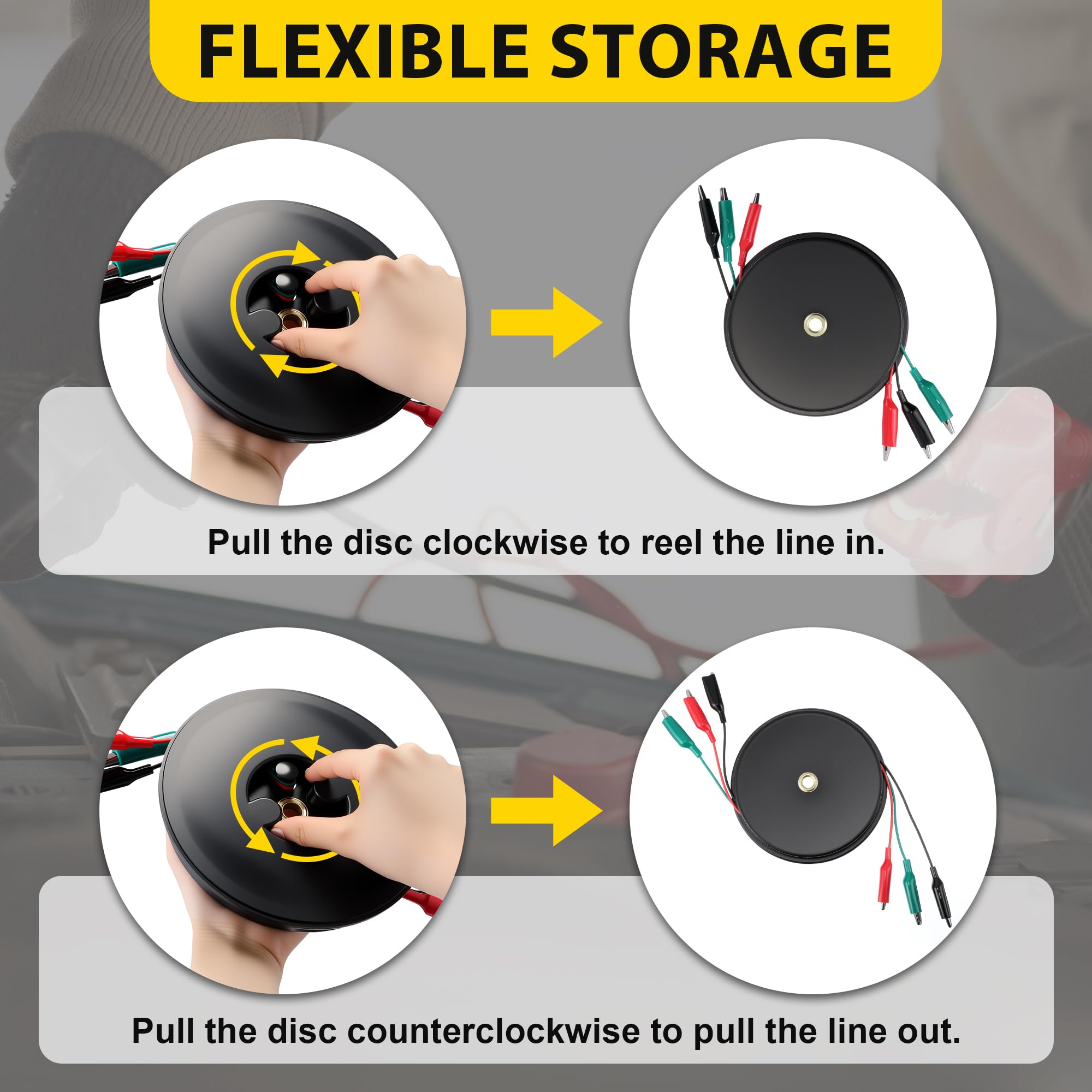 20ft Retractable 3 Wire Test Lead with 3 Alligator Clips — Amazon image 3