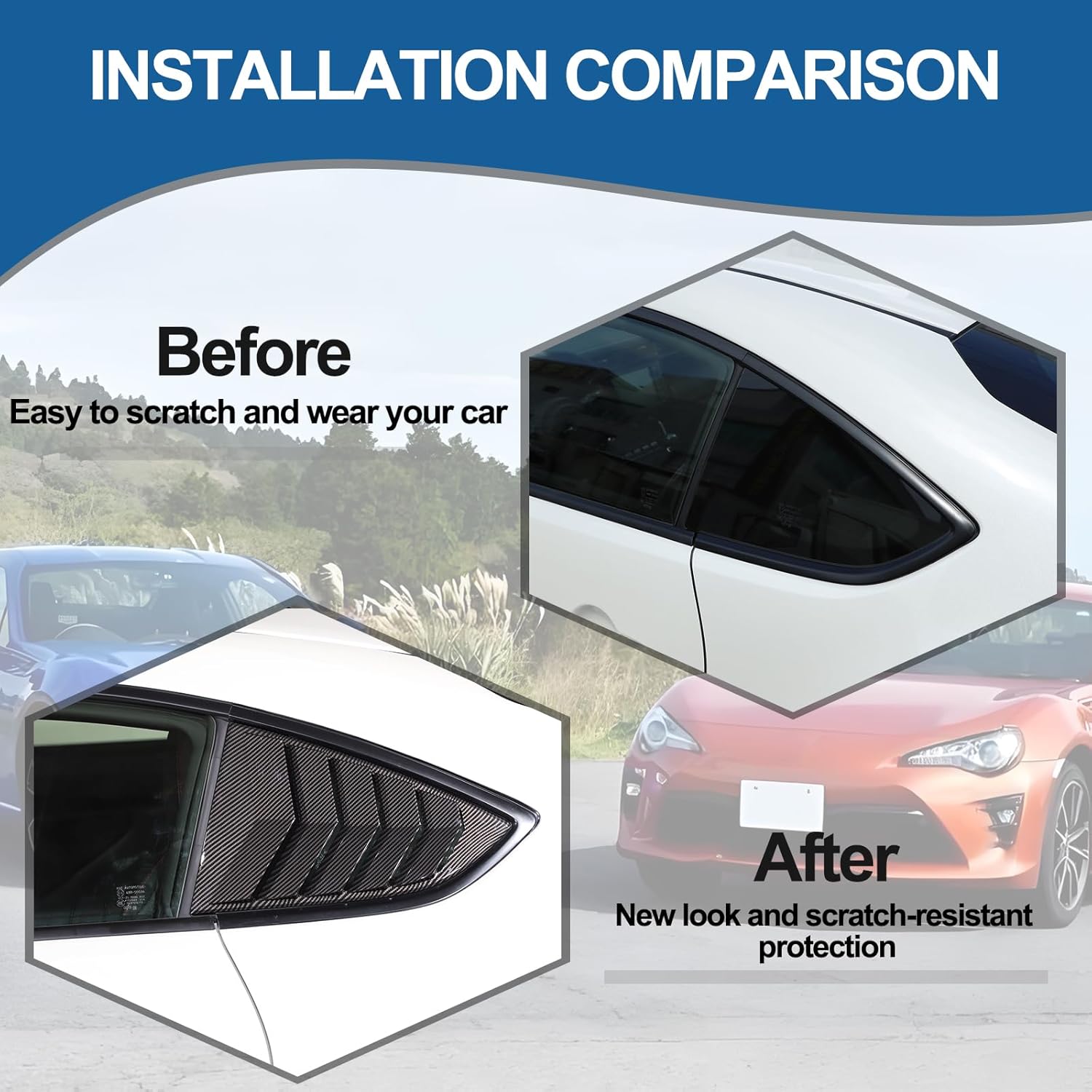 Window Louvers Air Vent Grill Trim Compatible with Subaru BRZ ZD8,Toyota 86 GR86,Scion FR-S 2022-2025,Rear Side Window Louver Scoop Sun Shade Cover,ABS Plastic 2PCS (ABS Carbon)