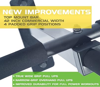 Wall Mount Pull Up Bar with Extra Clearance, Fits 16 Studs by Ultimate Body Press
