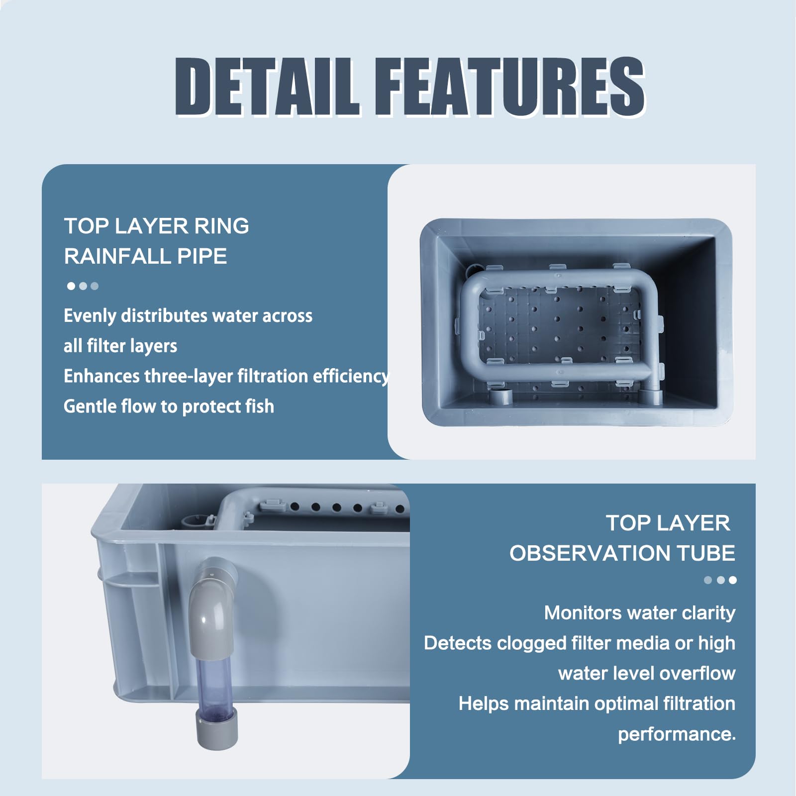 Caja de filtro de acuario de 3 capas con bomba de 25 W, entrada y salida ajustables, incluye almohadillas de filtro blancas, azules y negras, filtro de pecera para 20-75 galones (13 × 11.8 × 7.8