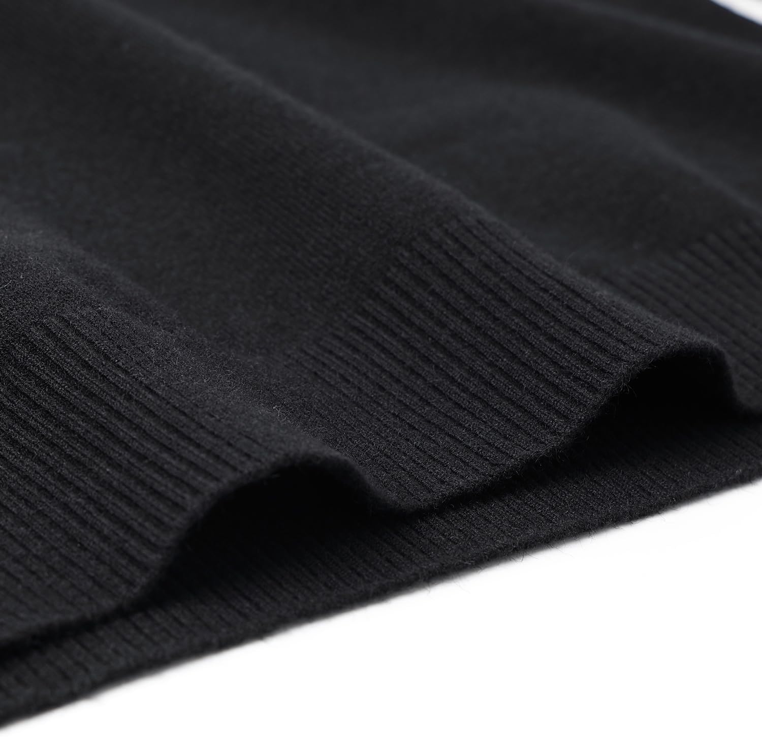 Men's Knit Sweater Fashion Pullover Soft Touch V-Neck Sweatshirt Top with Plaid or White Mock Shirt Collar - Image 6