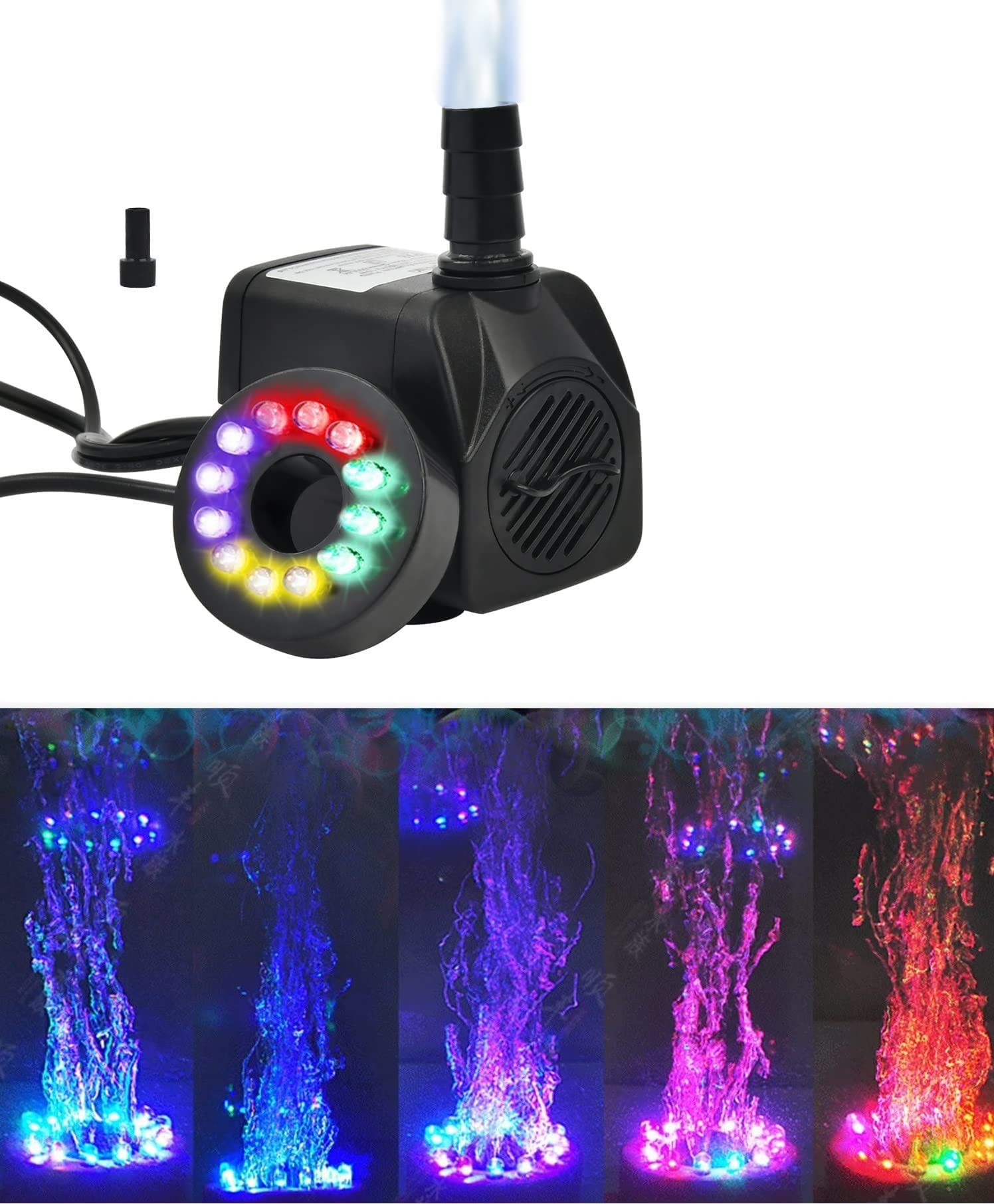Asian Pumps & Machineries 10Watt Fountain Water Pump with 12 LED Light Water Aquarium Pump AC 220V/ 800L/hr 4 Feet (B09KPP1817) Amazon Price History, Amazon Price Tracker