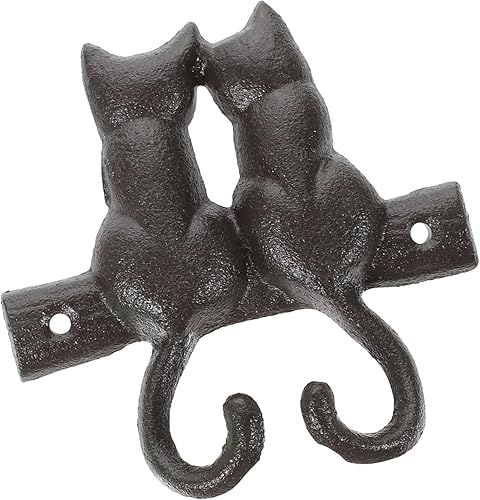 Housoutil Gancho de hierro fundido, perchas de madera para ropa, perchero de madera, perchero de madera, ganchos de pared vintage, ganchos de pared