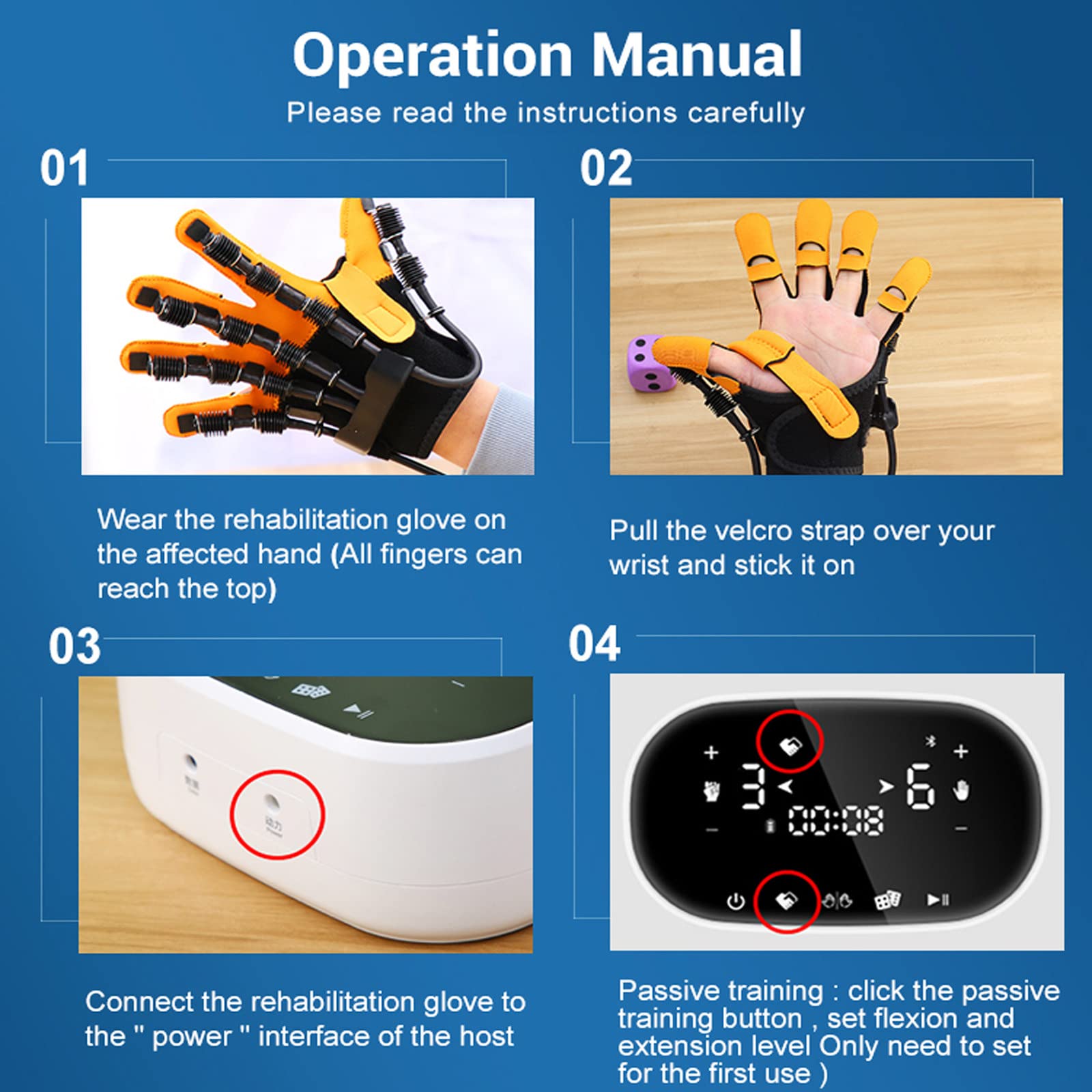 AALGO Dedos Rehabilitación Robot Guantes con Modo De Espejo Y Entrenamiento Dedos Separado Ejercicio De Flexión Y Extensión De Mano Ortesis Dedo Minimizar La Espasticidad,RightHand-XL