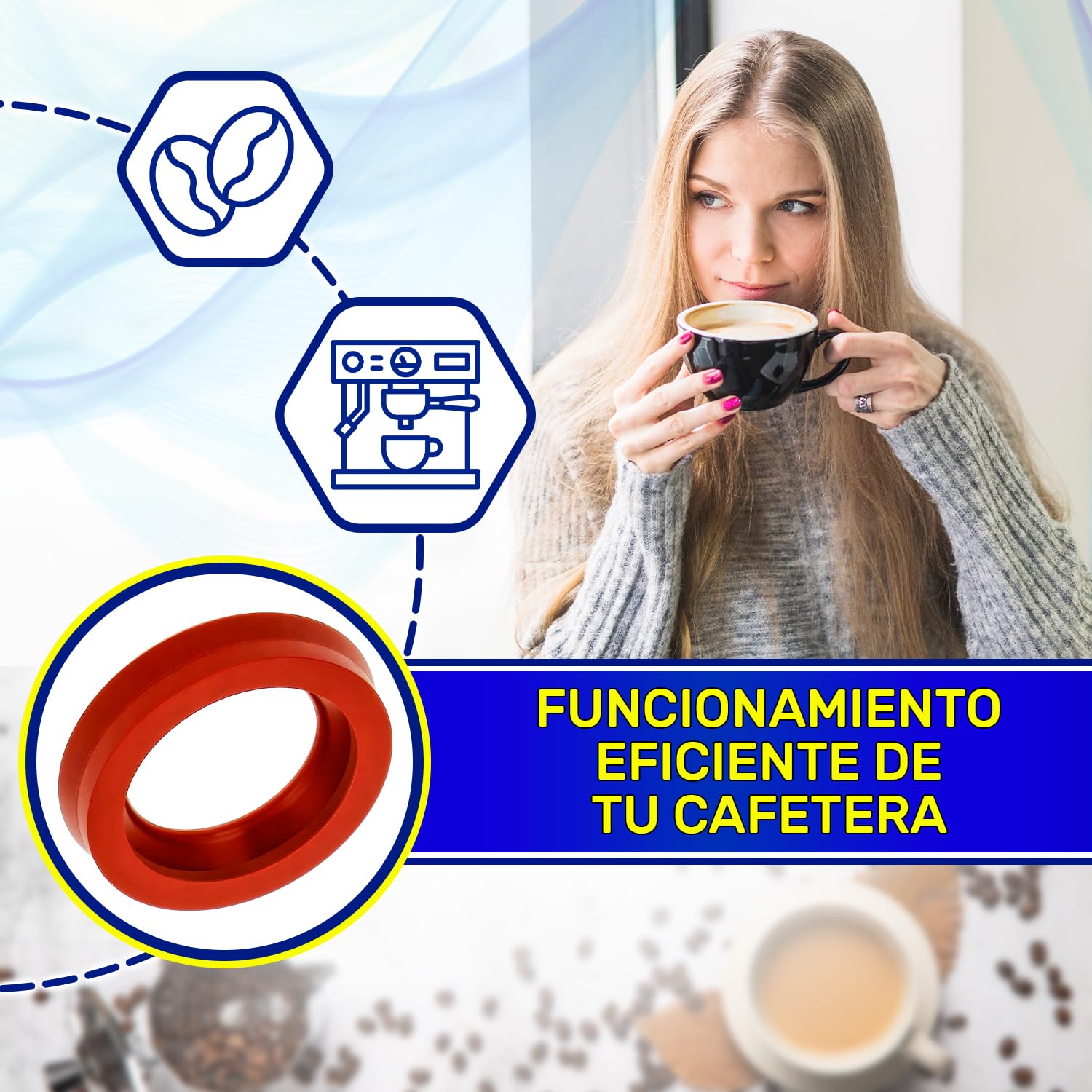 Junta para Depósito de Agua para Cafetera Capsulas con Código Original MS-0907124 para Krups para Rowenta para Calor - Garantía de 10 Años - MONTERAL