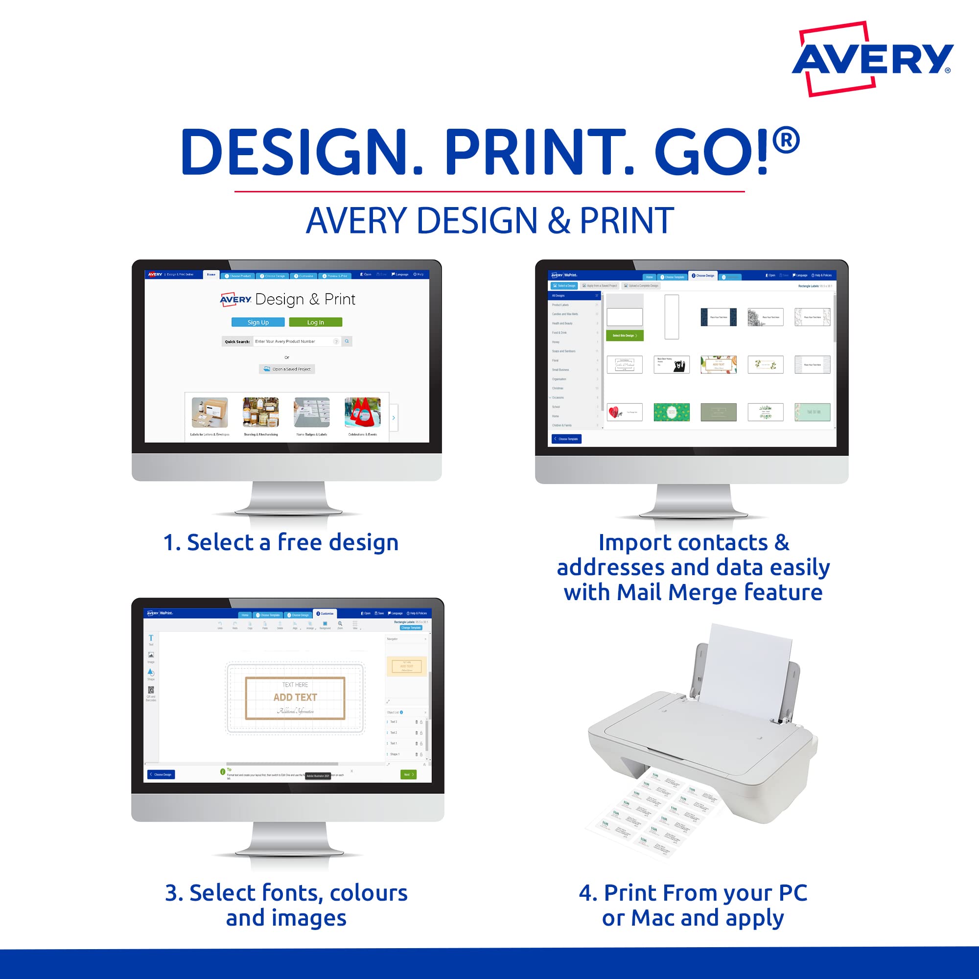 Avery Etichette A4 per stampanti laser, etichette stampabili per imballaggi, spedizioni e indirizzi, colore bianco, 63,5 x 72 mm, 1200 etichette/100 fogli (959005/L7164)