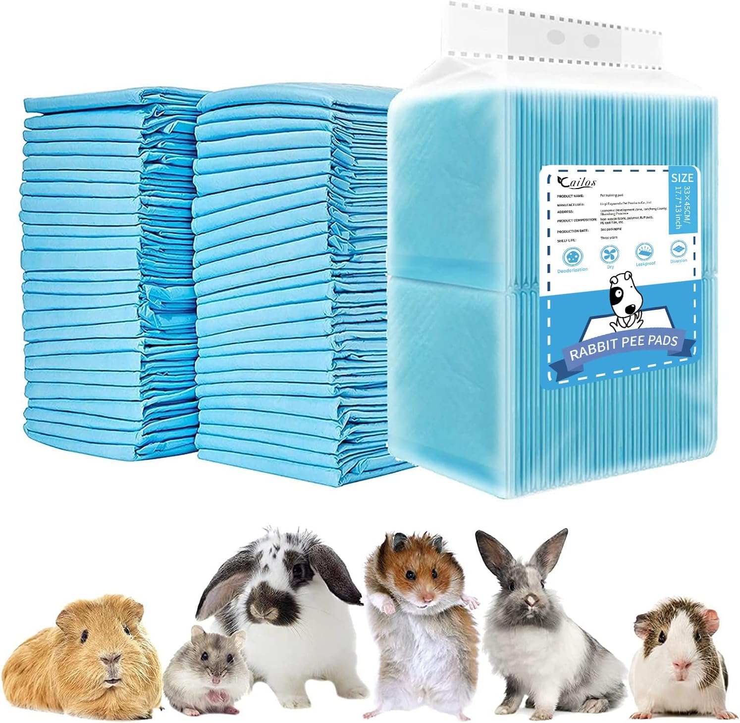 20 Pcs Rabbit Pee Pads, Disposable Super Absorbent Diaper, Pet Toilet/Potty Training Pads for Guinea Pigs, Hedgehog, Hamsters, Chinchillas, Cats, Dogs