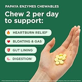 Yuve Naturals Chewable Papaya Enzymes - Sugar-Free Plant-Based Digestive Enzyme Complex for Gas, Bloating & Post-Meal Comfort - Vegan, Non-GMO, Gluten-Free - (2 Pack of 90ct)