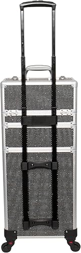 Miniatura 10 de Estuche de viaje profesional 6 en 1 para estilista de maquillaje, organizador de cosméticos, con 4 ruedas y tapa adicional, Raya rosa, 6 en 1