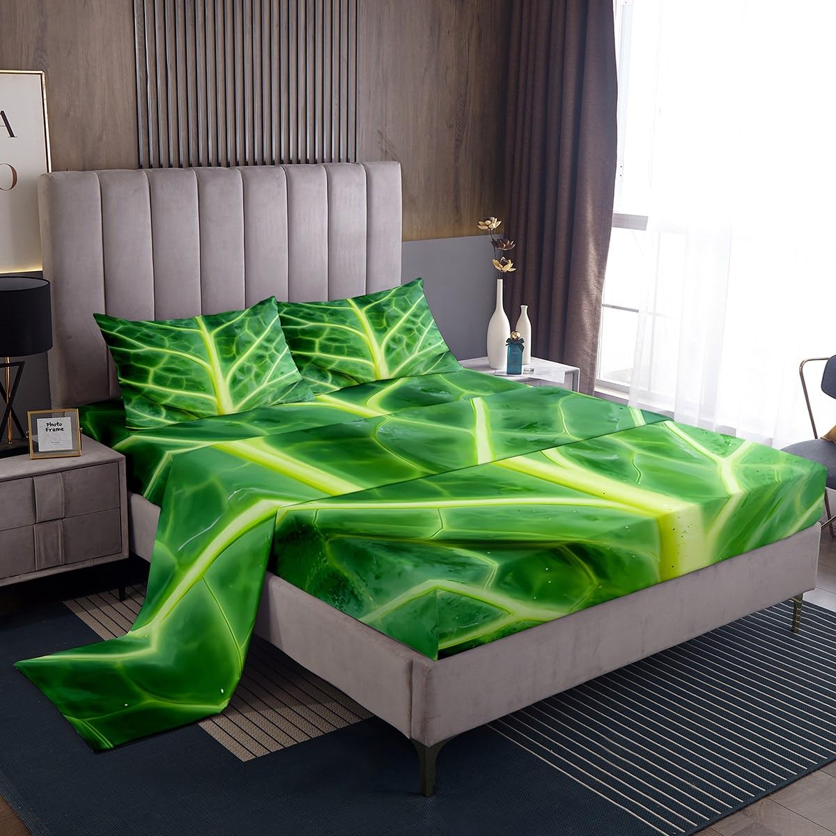 Amazon.co.jp: Feelyou グリーンレタスシーツ ディープポケット