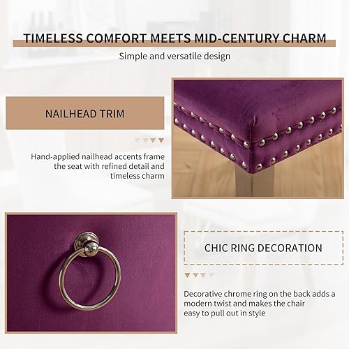 Miniatura 18 de Juego de 6 sillas de comedor modernas de mediados de siglo, con respaldo tapizado de terciopelo verde, sillas de cocina y comedor, patas de metal