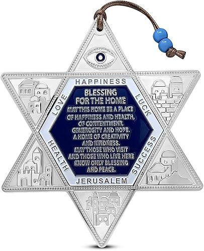 Bendición de la estrella judía de David para decoración colgante de pared del hogar fabricada en Israel inglés
