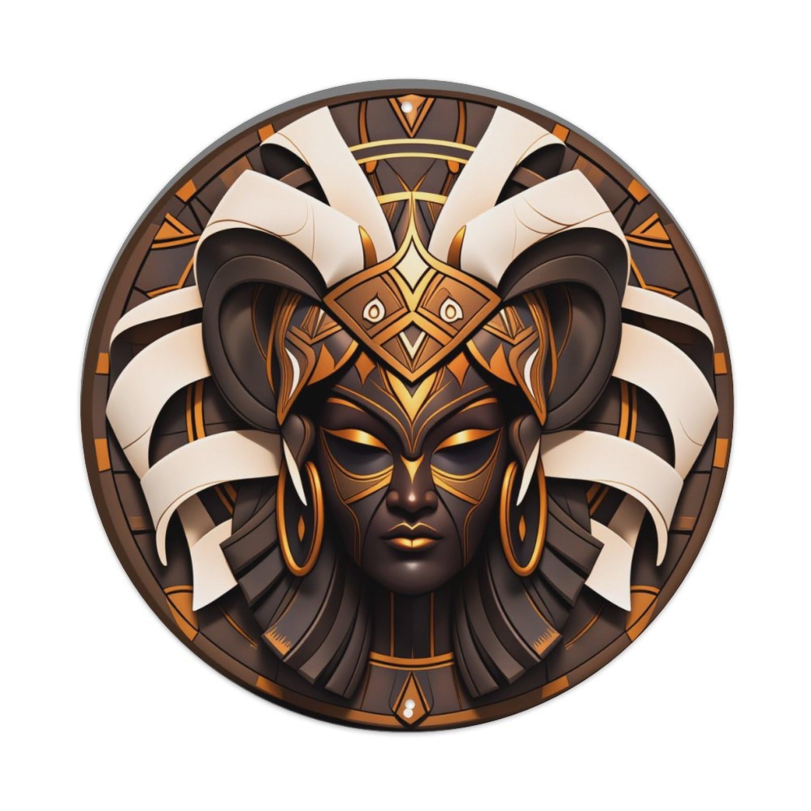 Egyptian Goddess Mask Design Metal Tin Sign Vintage Garden Bedroom Cafe Bar Man Cave Home Wall Decor Metal Poster 8x8 inches