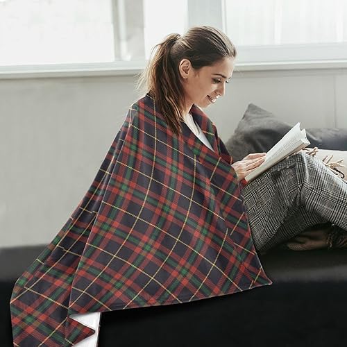 Miniatura 6 de Christmas Plaid Pattern Dark Red Green Soft Throw Blanket, Ultra-Soft All Season Use Flannel Fleece Blanket Adults Kids Chair Throws 60"x90"