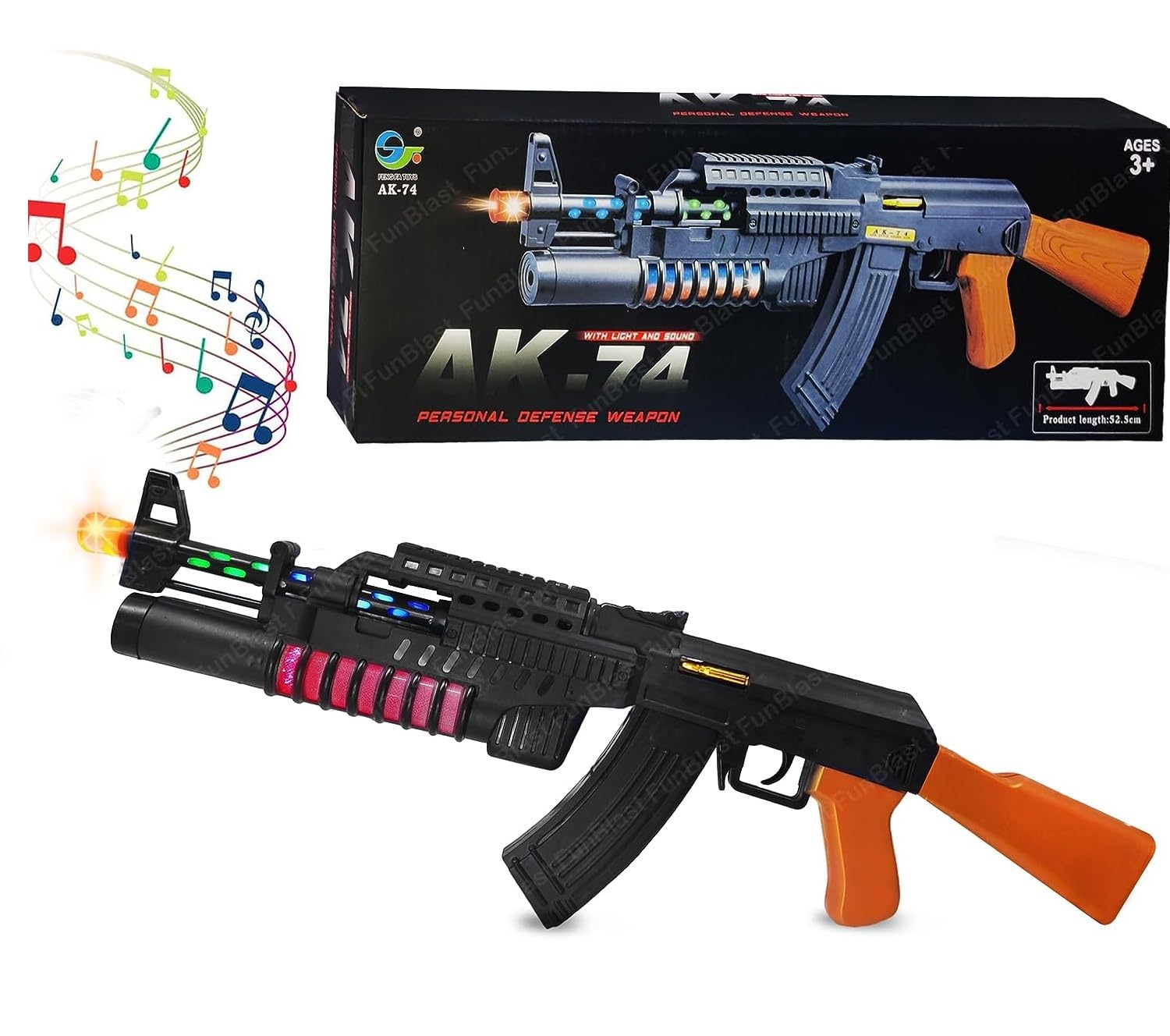 FunBlast Assault Rifle Toy Gun - Electric Gun Toy with Flash Light and Sound, B/O Toy Gun for Kids with Music, Lights and Laser Light for Kids, Light and Sound Gun Toy for 3+ Years Old Kids (B0CDXCSG95) Amazon Price History, Amazon Price Tracker