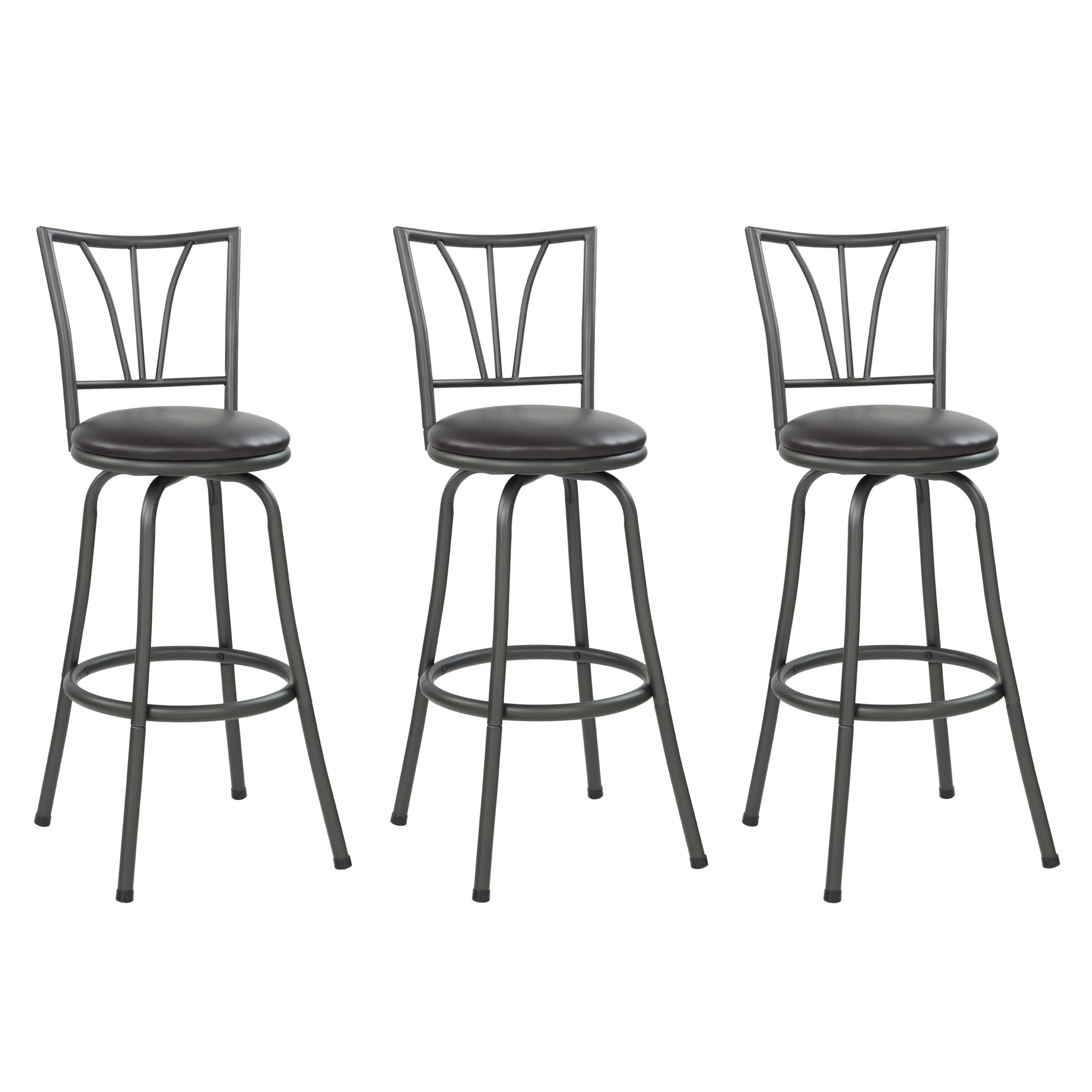 Azalea Park Set of 3 Indoor Adjustable Indoor Adjustable 24" or 29" Seating, Foam-Padded Comfort, Durable Metal 360° Swivel Barstool (Black) Ideal for