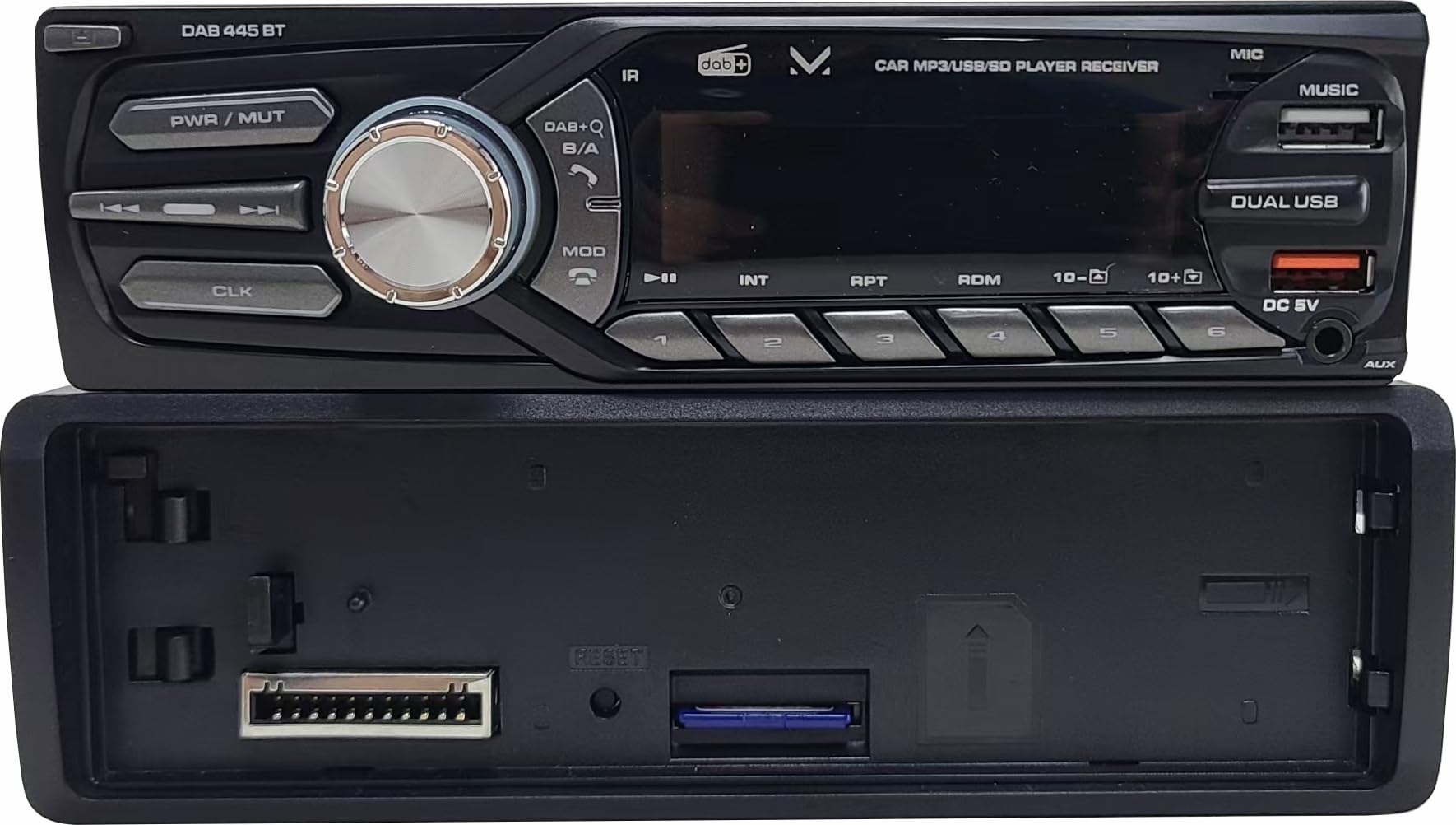 Majestic DAB 445 BT - Autoradio RDS FM stereo/DAB+ PLL, Bluetooth, Doppio USB, Ingressi SD/AUX-IN, Frontalino estraibile, Telecomando, 180W (45W x 4ch), Nero