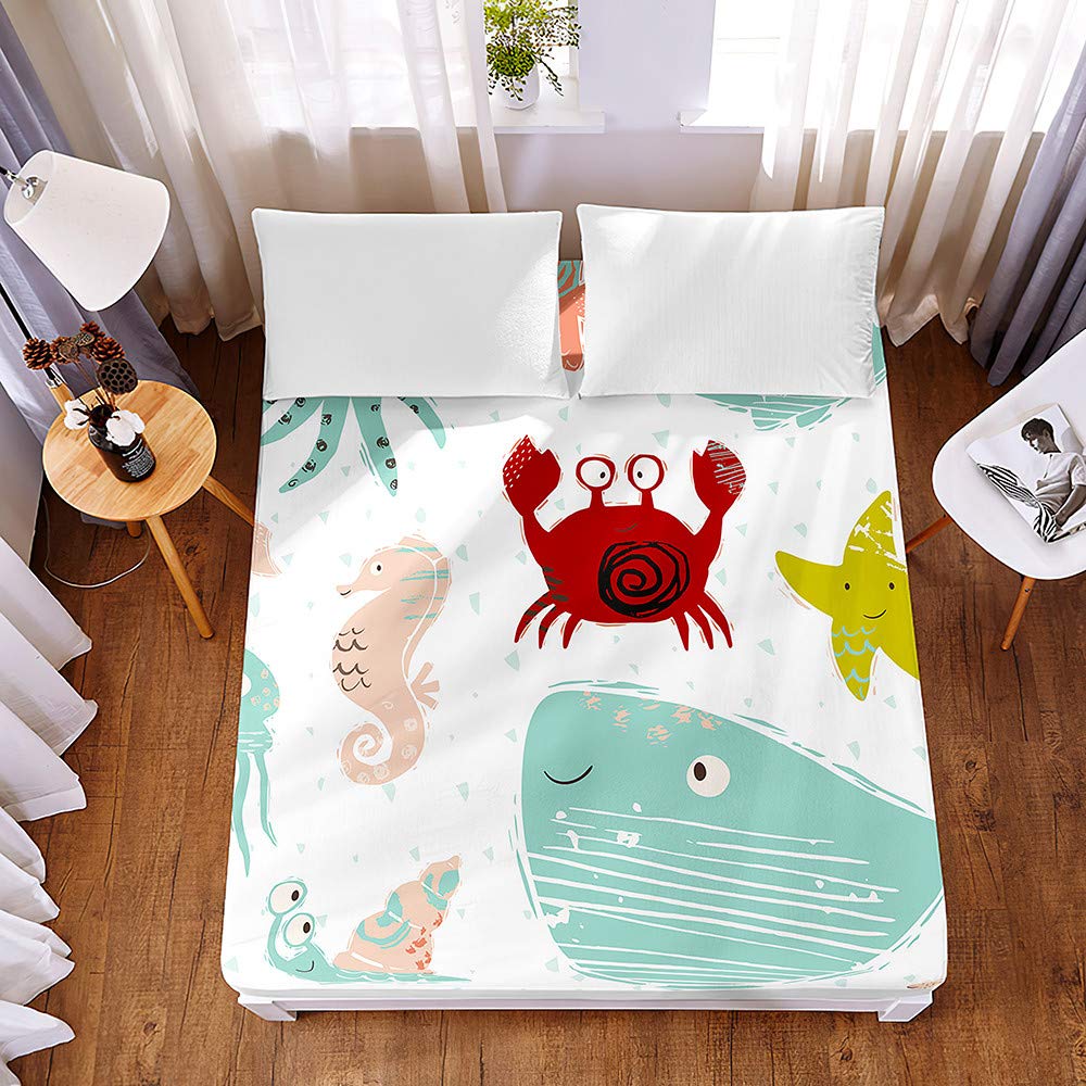 Drap housse 140x200 cm océan en microfibre Chickwing pour matelas épais