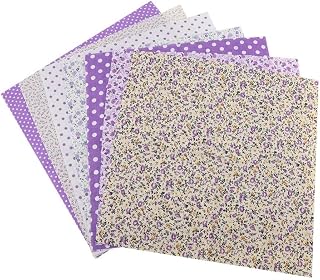 7 Pcs Purple Cotton Fabric Squares, 19.7x19.7 in Squares Precut Cloth Pack for DIY Patchwork, Quilting, Sewing & Crafts