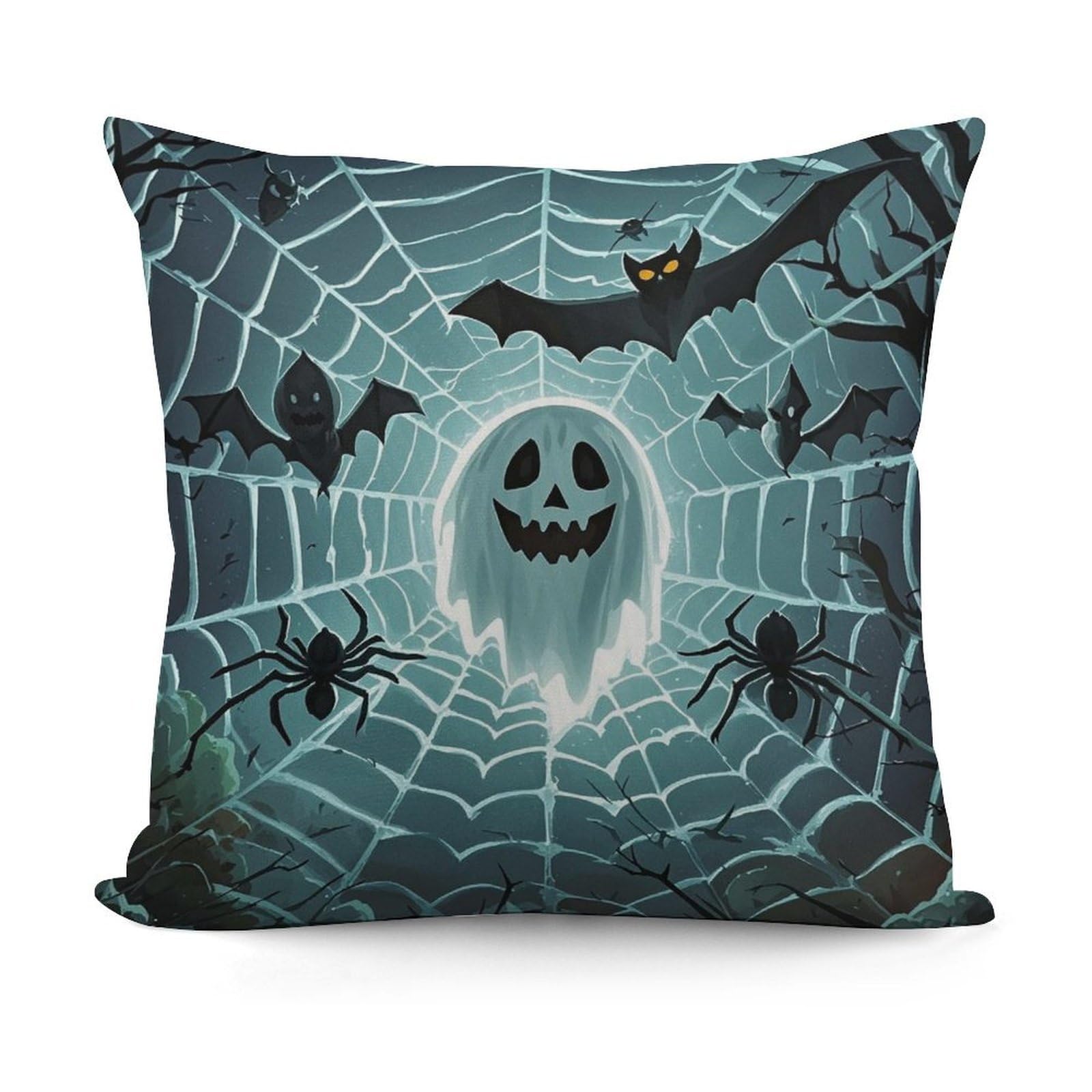 VstaDank Cute Bat Spider Webs Throw Pillow Covers 18x18 Inch Soft Couch Home Decor Cushion Cover Comfortable Plush Square Cushion Case Farmhouse Decorative Pillowcase for Living Couch