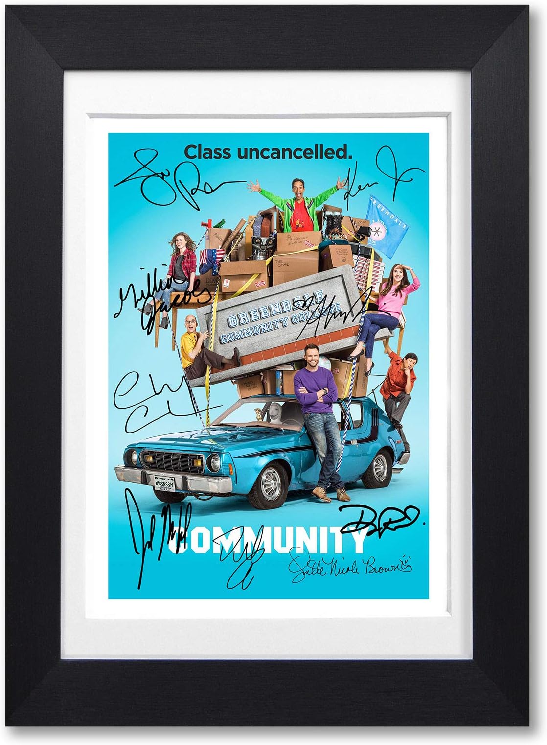 Memorabilia Community Full Cast Signed Autograph Signature A4 Poster Photo Print Photograph Artwork Wall Art Picture TV Show Series Boxset Present Birthday (A4 Poster Only)