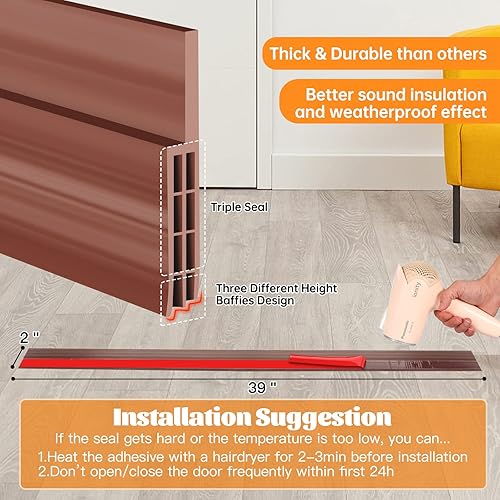 Miniatura 3 de Tapón de puerta para barrer la puerta, burlete autoadhesivo para puerta de Camel Home, sello de puerta insonorizado, bajo goma, ahorro de energía,