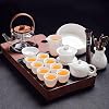 Chinese Tea Set,Gaiwan Tea Set,Kung Fu Tea Set,Gongfu Tea Set,Lamb Tea White Jade Tea Set,Porcelain Tea Set,Ceramic Tea Set,Portable Tea Set Gaiwan Set-6 Cups