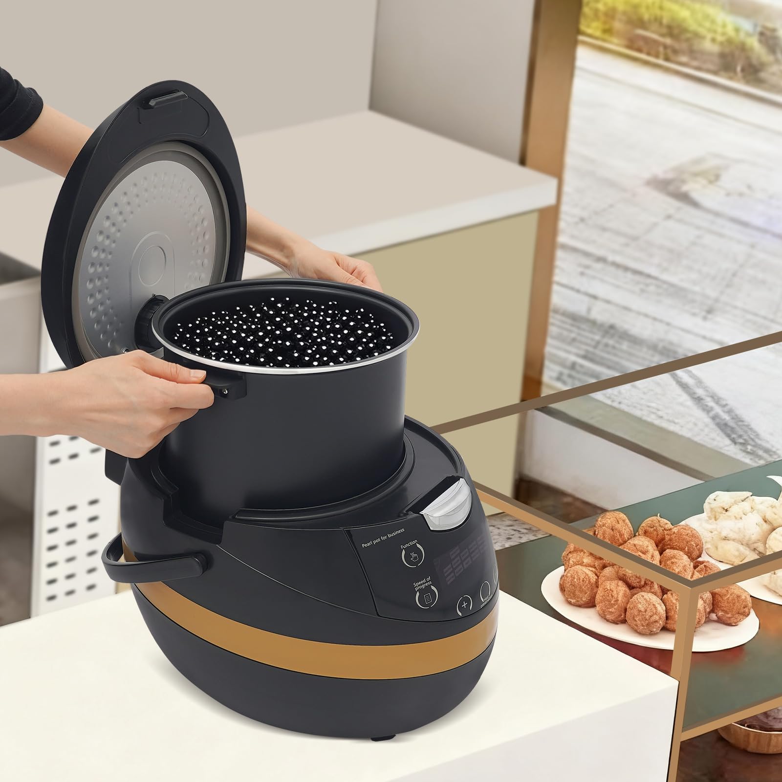 Pot de perles automatique 8 l - Cuiseur commercial - Machine à tapioca - Faitout à tapioca - Boba - Perles - Cuiseur à perles - Machine à thé à bulles - Avec 12 minuteries