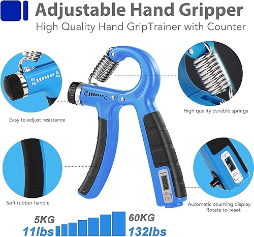 Miniatura 2 de Kit de entrenamiento de fuerza de agarre con ejercitador de dedos, fortalecedor de agarre de mano, ejercitador de extensión de mano, bola de alivio