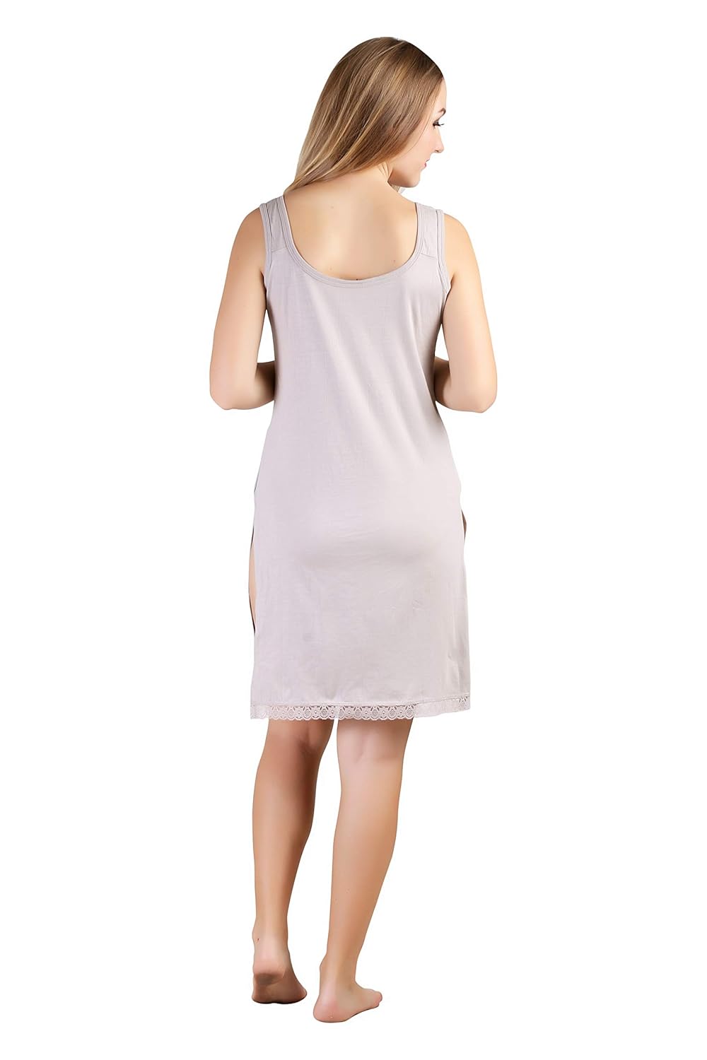 BLAZON Women's Cotton Hosiery Selfie Midi Slip Combo Pack of 2 (Available Sizes: XS, S, M, L, XL, 2XL, 3XL, 4XL, 5XL) - Field, Off White main image 1