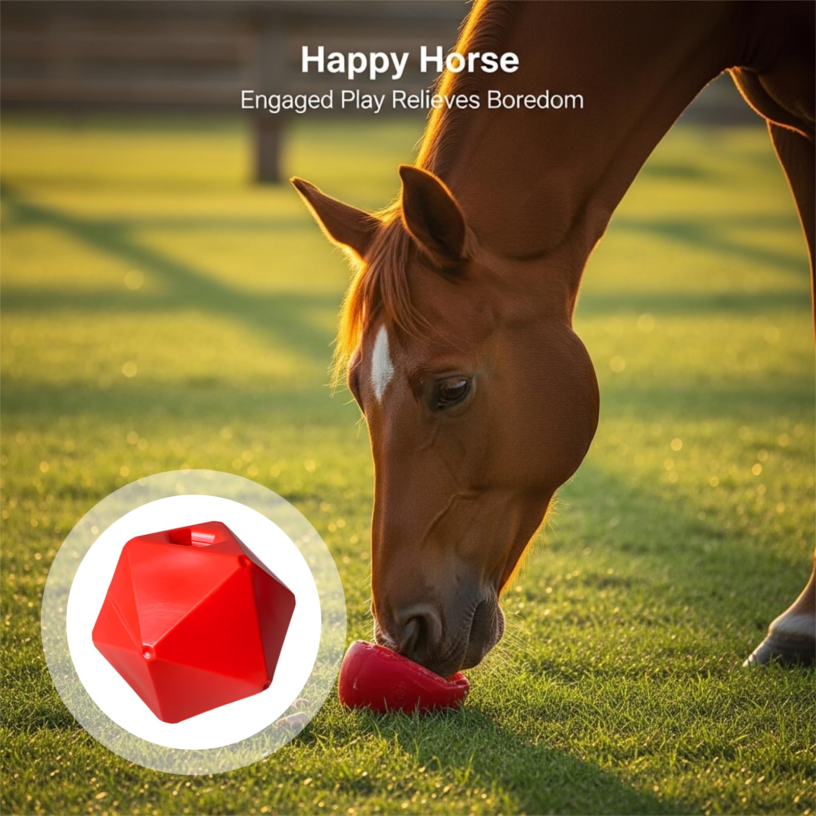 Juguete alimentador de bola de golosinas para caballos, 9 in / 23 cm, bola de juego equina de polipropileno rojo seguro para alimentos, para el aburrimiento y el alivio del estrés