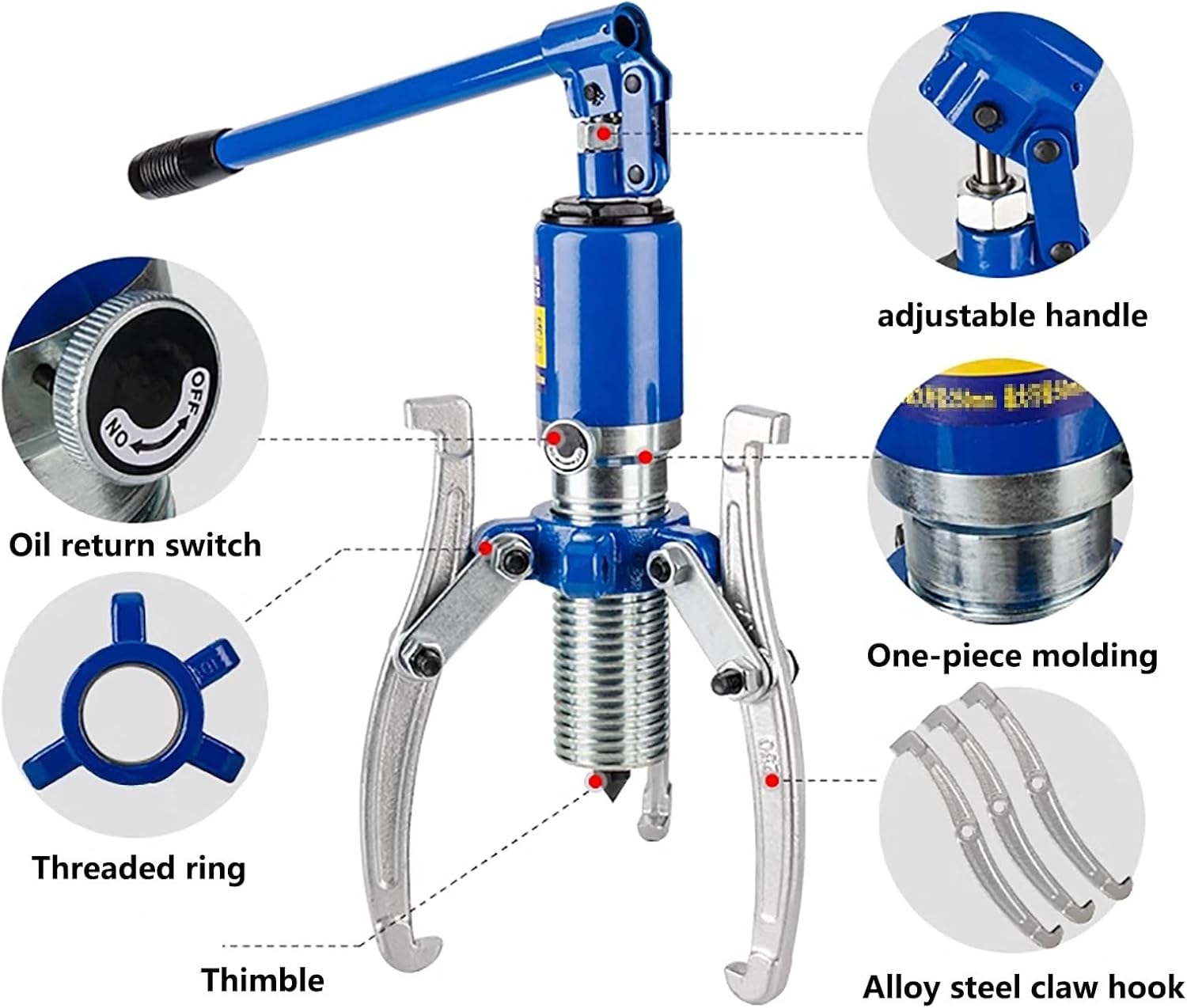 15 Ton Hydraulic Gear Puller Set - 5-50 Tons Heavy Duty Wheel Bearing Separator for Automotive, Factory Repairs & Railway Maintenance Tools