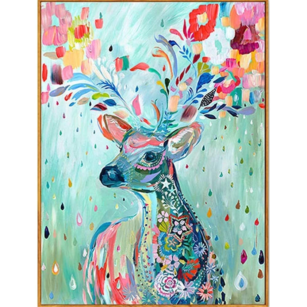 Peinture diamant cerf coloré kit complet 5D broderie strass 60x80 cm pour déco murale salon