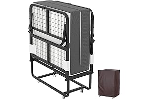 Portable Rollaway Bed Frame with Plush Memory Foam Mattress for Comfortable Sleep