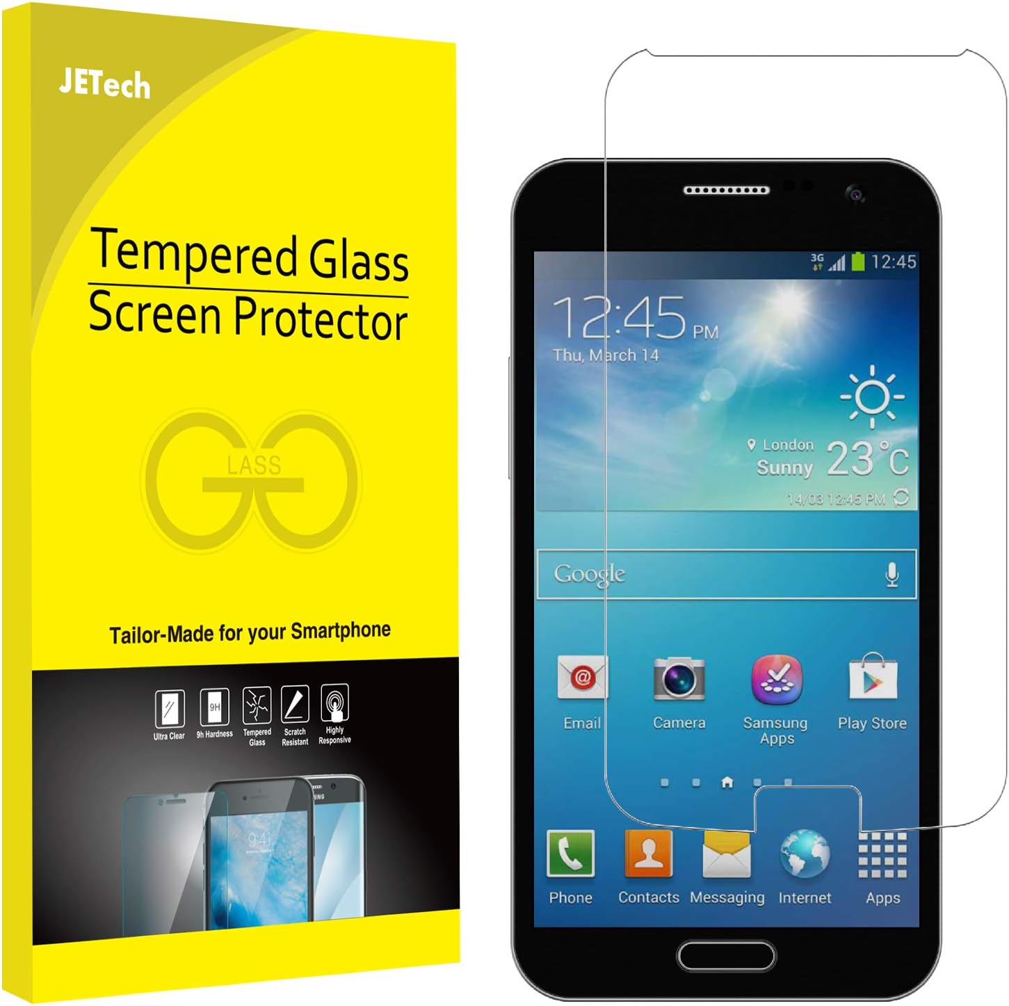 Note 2 Screen Protector, JETech Premium Tempered Glass Screen Protector Film for Samsung Galaxy Note 2