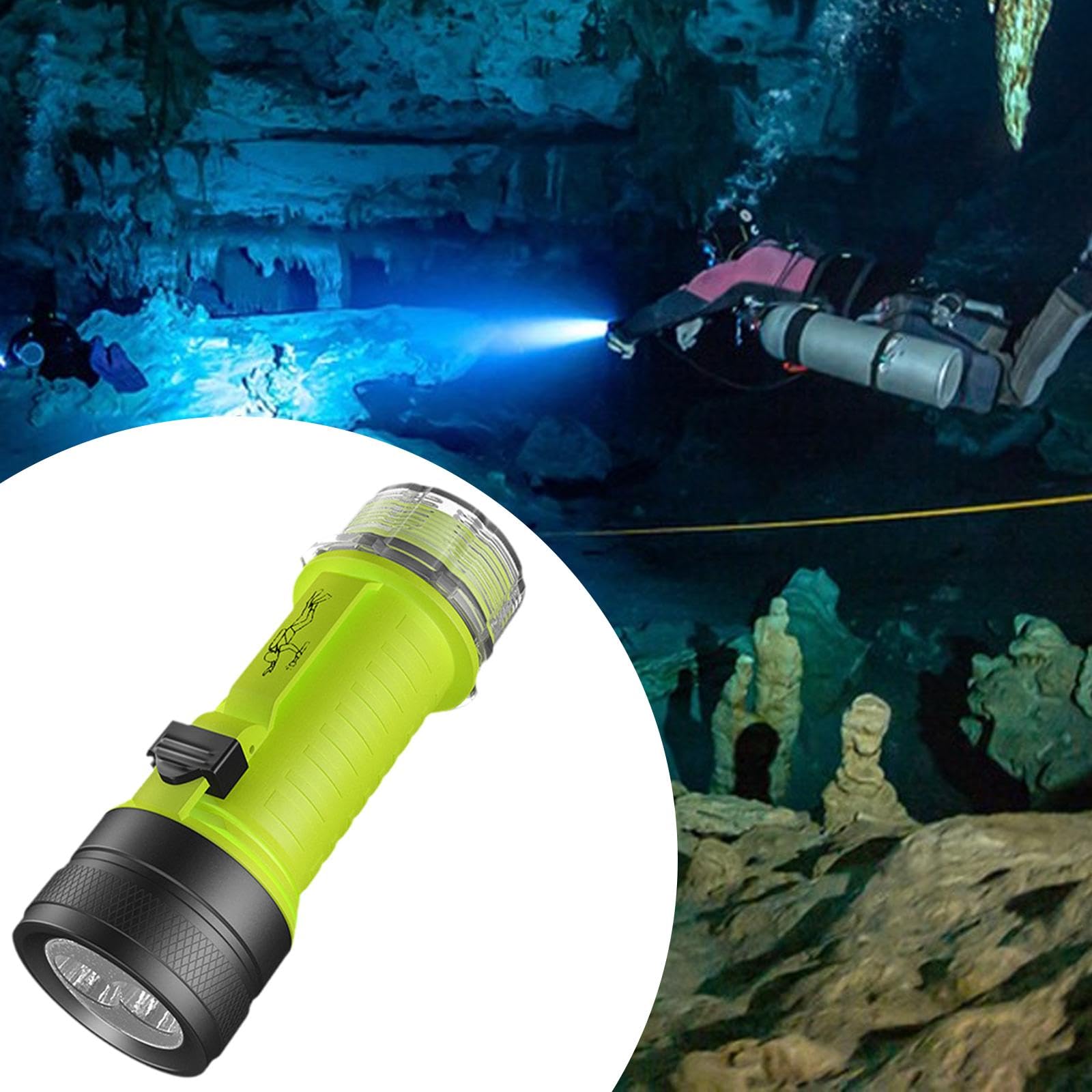rockible Lampe de Poche de plongée sous-Marine, 2 Modes d'éclairage, Torche Lumineuse pour Sports sous-Marins et Camping