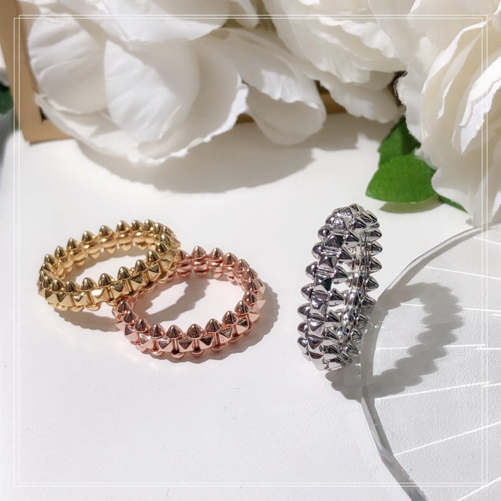 Mode Einfachheit Niet Ring Männer Frauen Street Style Mode reines Silber Vergoldung Ring-6, Roségold