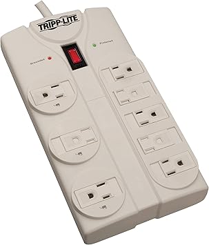 Tripp Lite 8 Outlet Surge Protector Power Strip, Extra Long Cord 25ft, Right-Angle Plug, Dollar 75K Insurance TLP825 , White