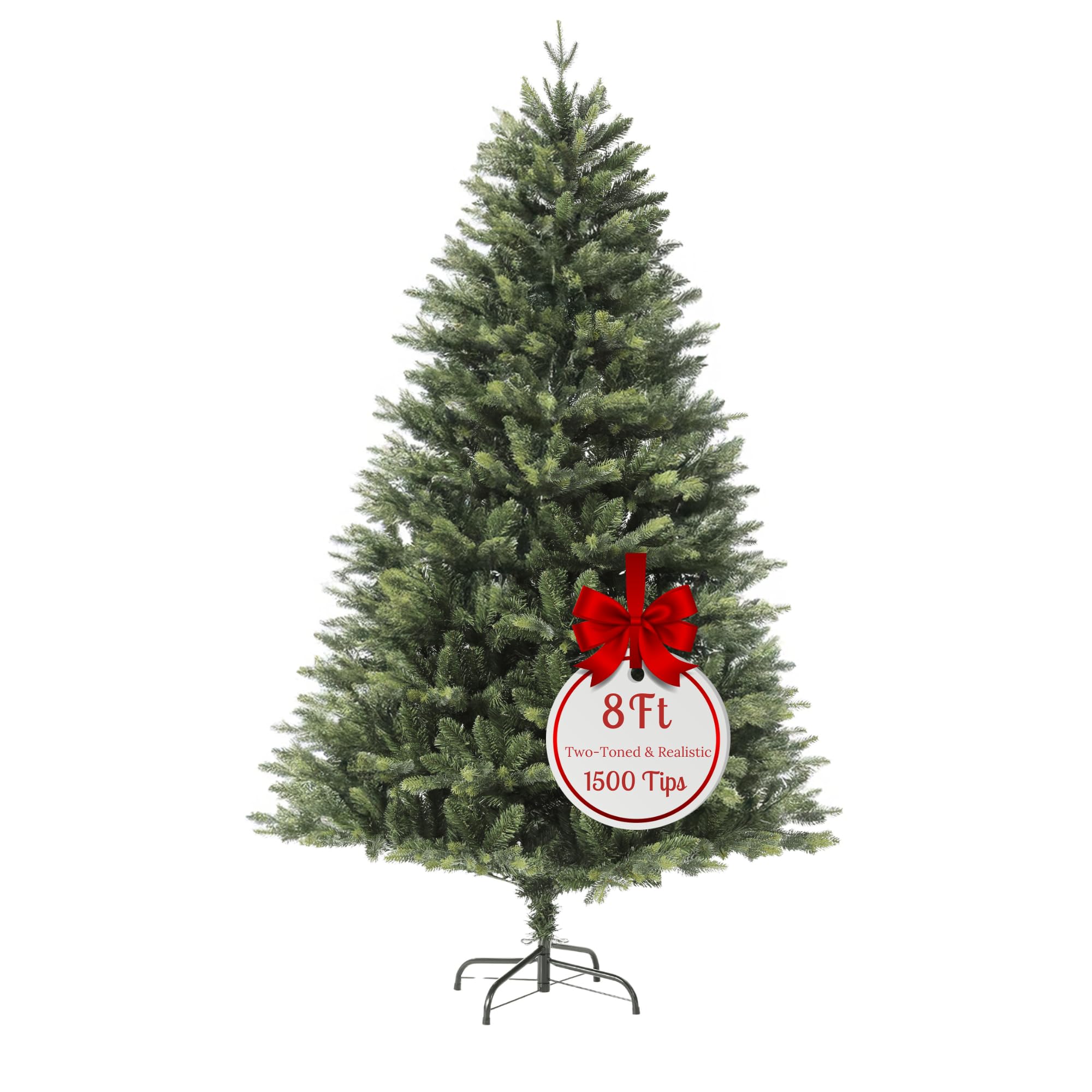 Evre Dark Green Brunswick Spruce Artificial Christmas Tree With 1500 Pe Pvc Hinged Branch Tips & Strong Foldable Metal Stand For Indoor Xmas Festive Home Decor 8Ft Or In 240Cm Height