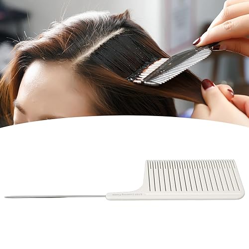 Miniatura 2 de Peine con reflejos para el cabello, peine profesional para estilista con cola de rata de acero inoxidable, diseño ergonómico, uso, material premium,