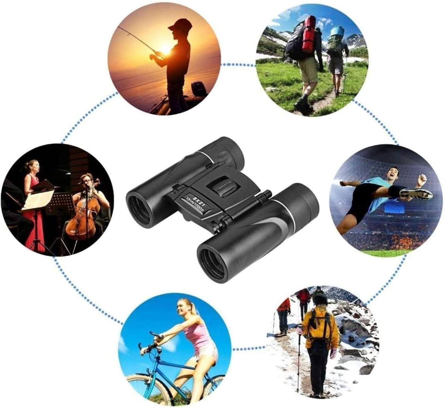 Telescopio Binoculares Alta Potencia Binoculares 8X21 HD Bak4 Prisma Telescopio Zoom la Copa del Mundo Observación Aves al Aire Libre Camping Senderismo Viajes Deportes Interiores/Exteriores